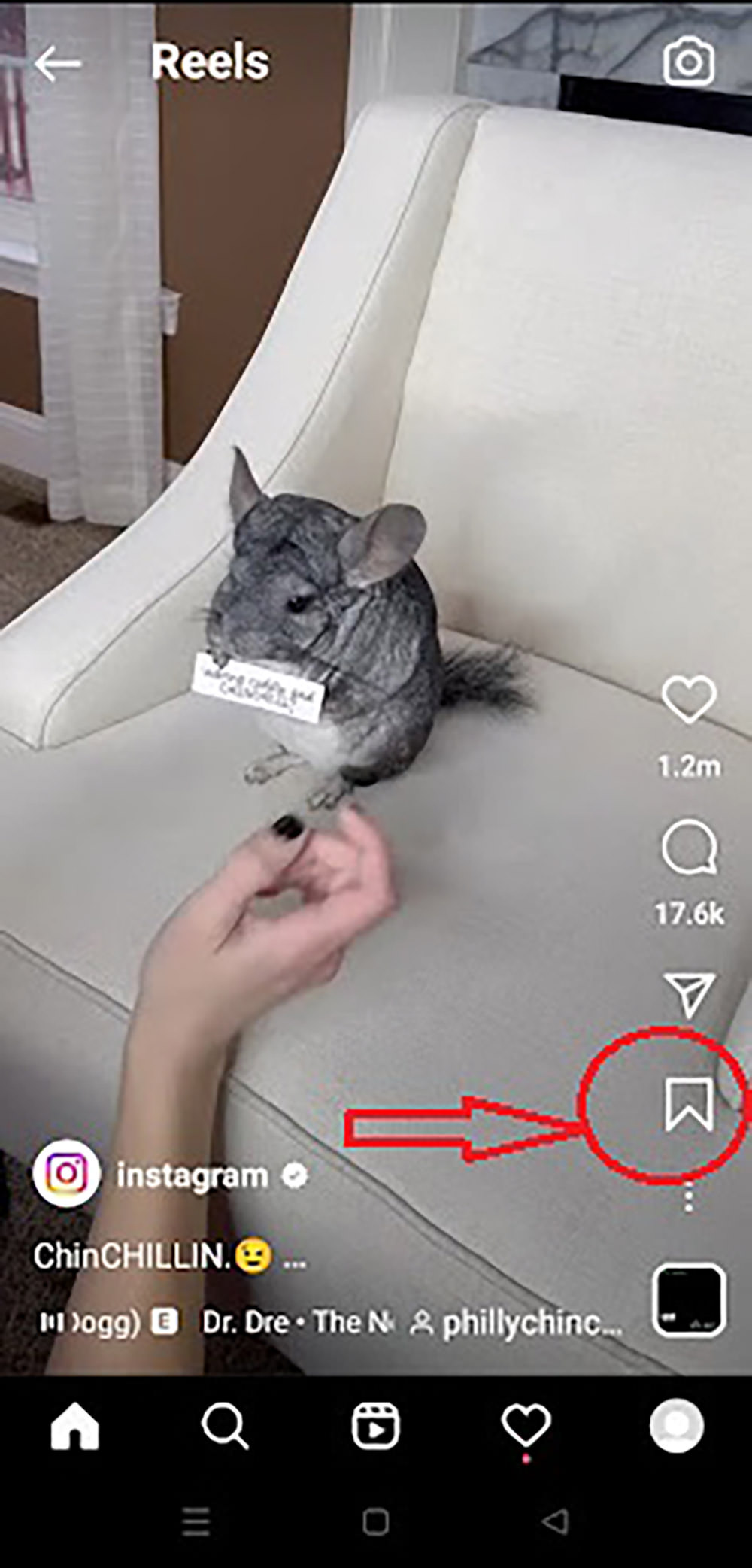 Bookmarking an Instagram Reel on mobile