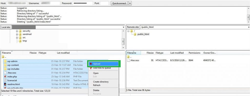 Using FileZilla for file transfer