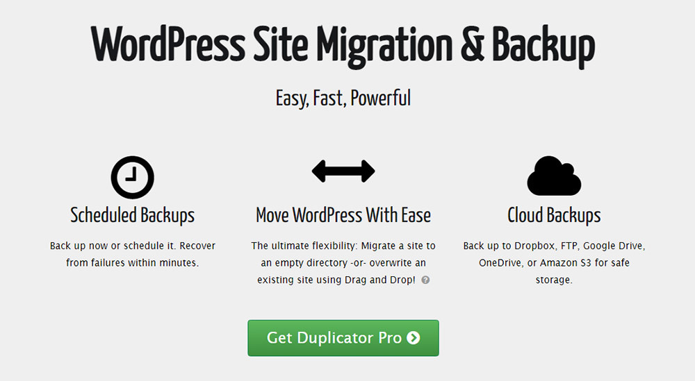 Duplicator Pro Plugin Interface