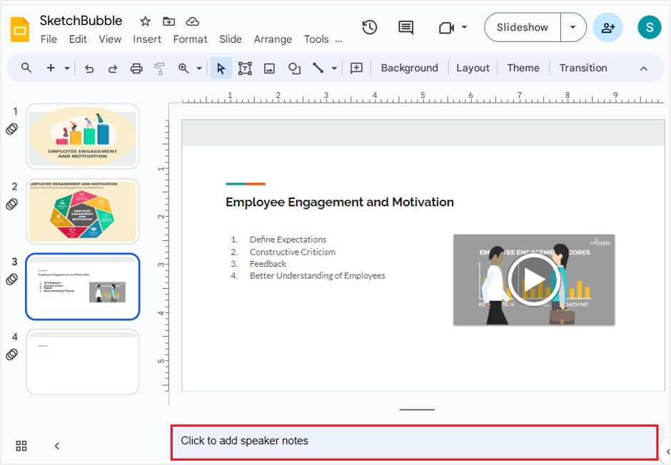 speaker notes google slides