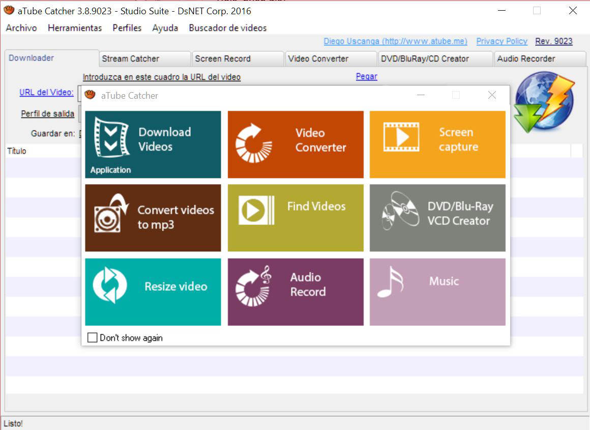 aTube Catcher interface for multimedia downloading and conversion