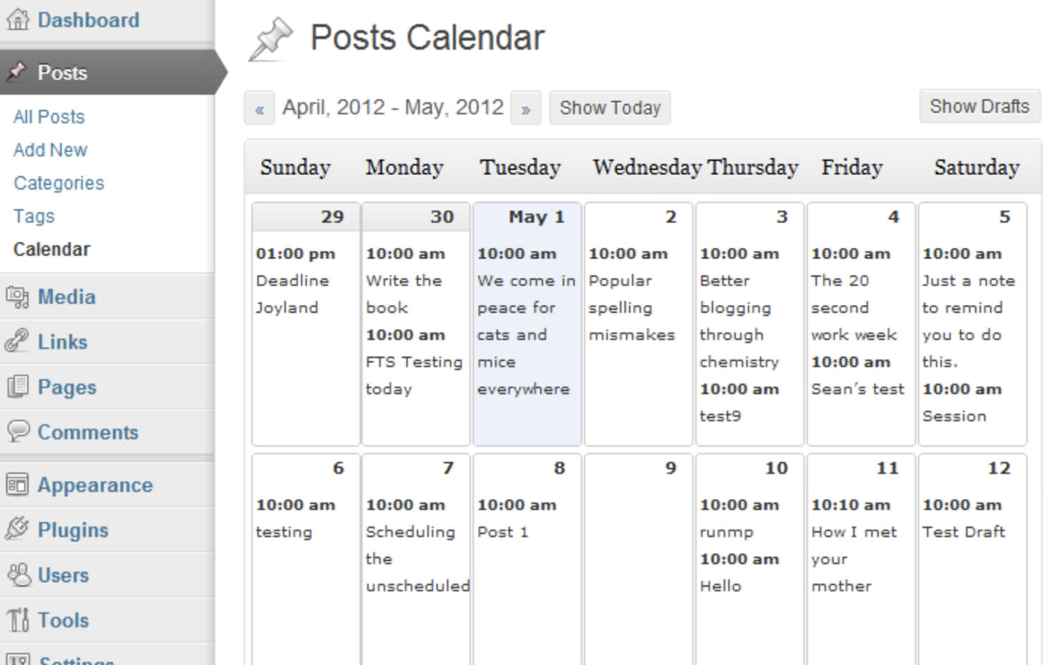 Editorial Calendar Plugin