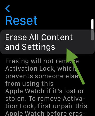 erase all content and settings