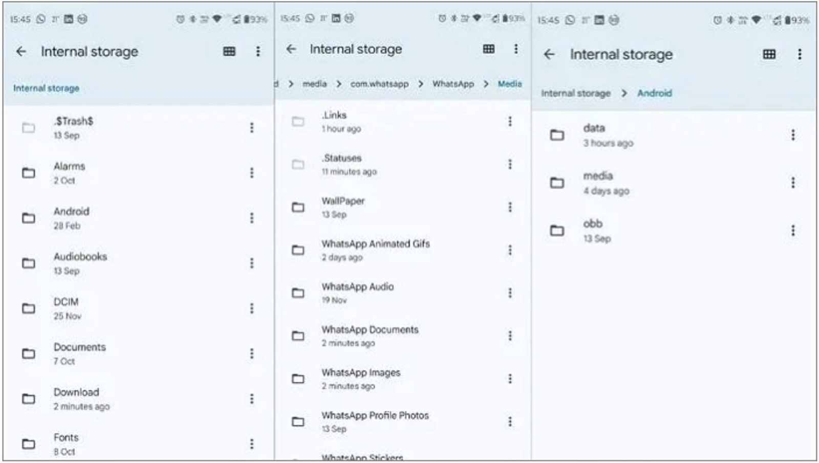 Navigating folders in File Manager