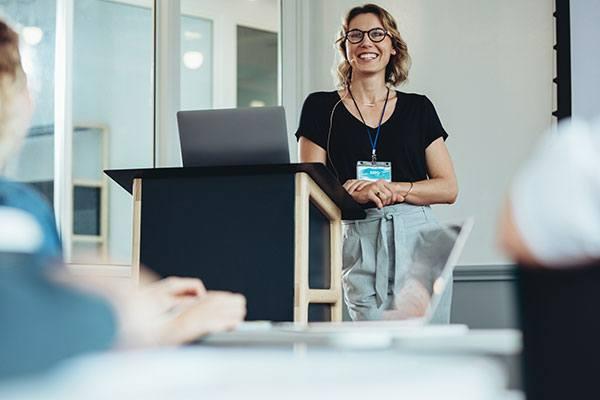 woman leading a team session