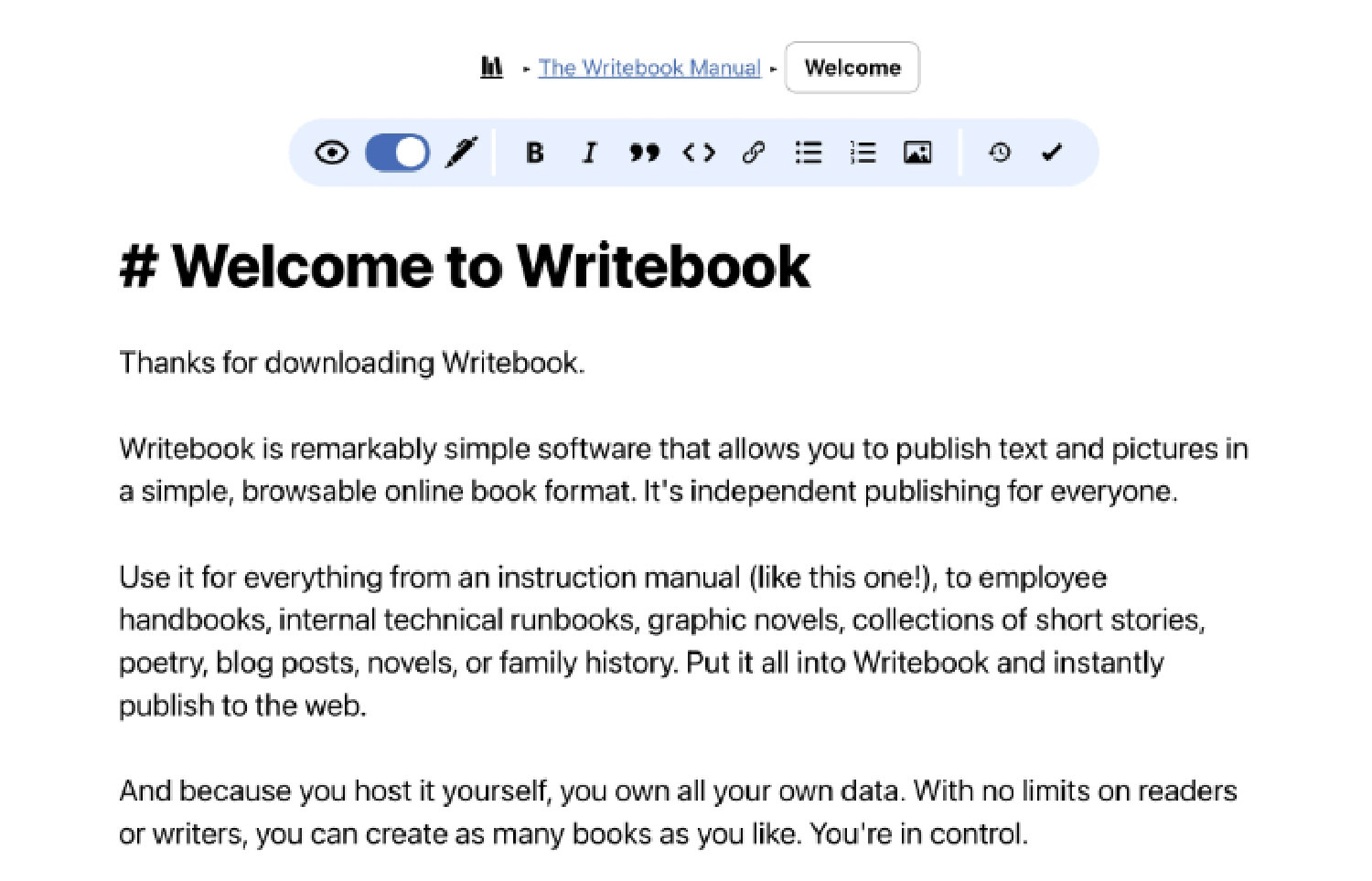 Writebook publishing tool