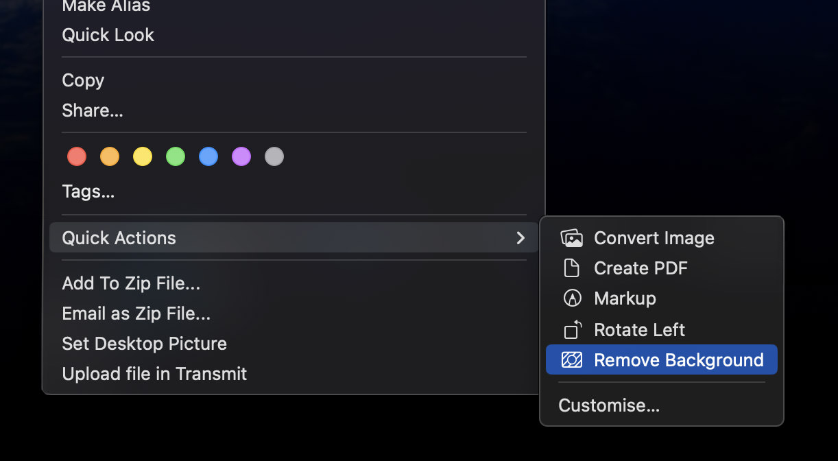 Remove Background option in macOS