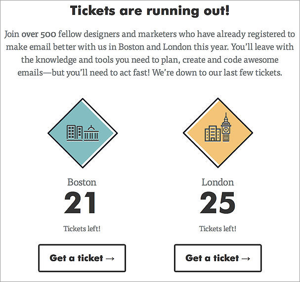 Scarcity principle in an email campaign