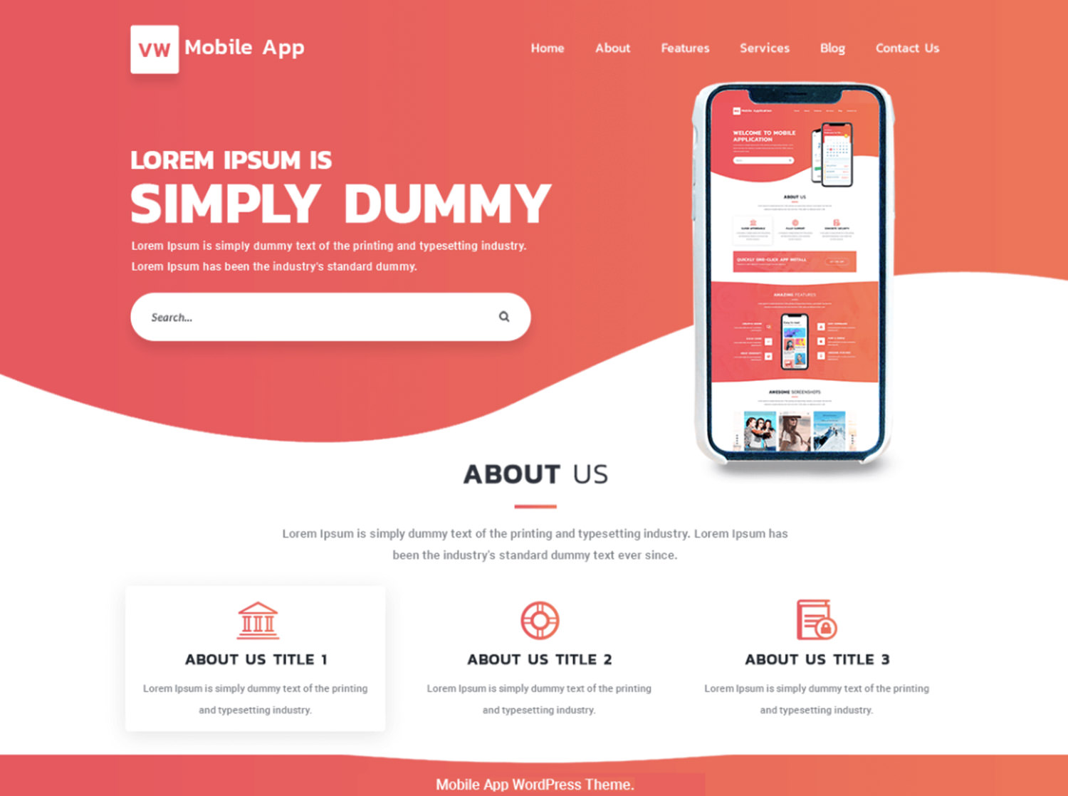 VW Mobile App WordPress Theme